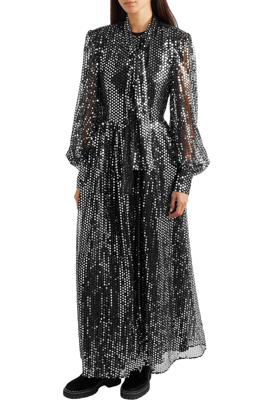 MSGM Sequined tulle maxi dress