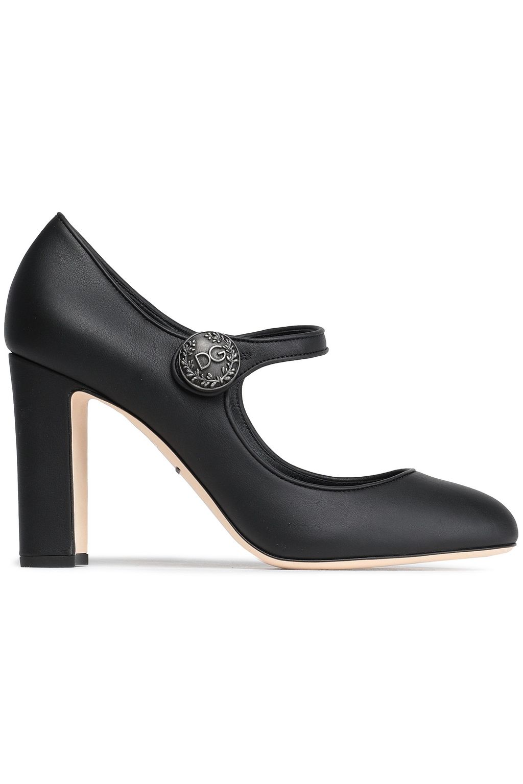 black leather mary jane pumps