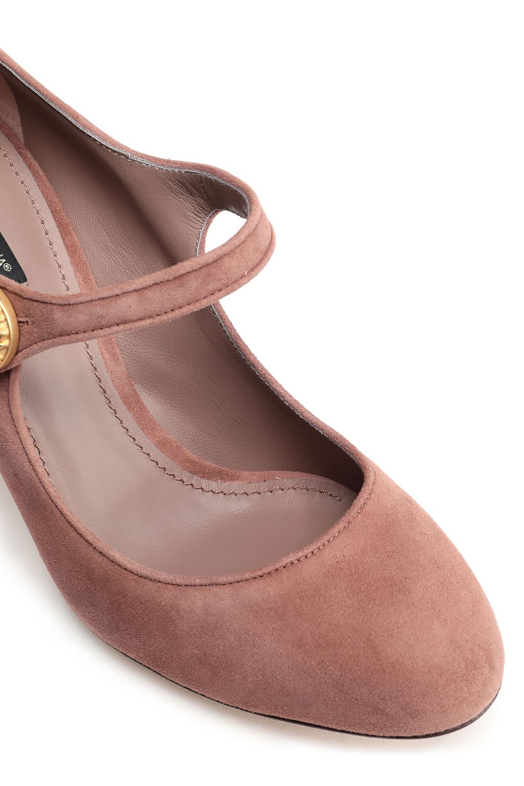 DOLCE&GABBANA Button-embellished suede Mary Jane pumps