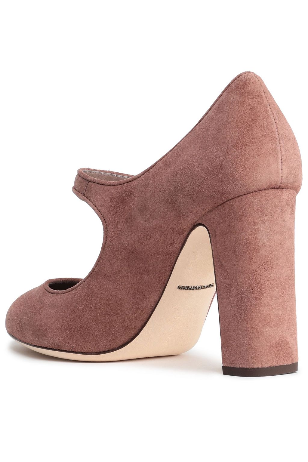 DOLCE&GABBANA Button-embellished suede Mary Jane pumps
