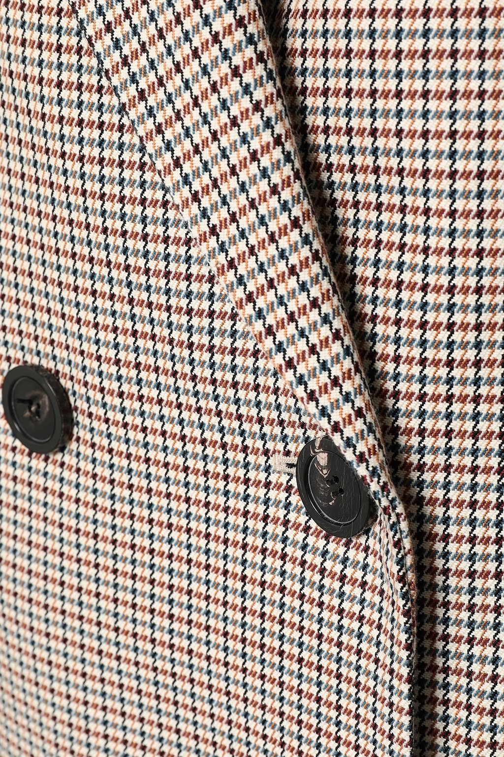 THEORY Double-breasted houndstooth cotton and wool-blend coat