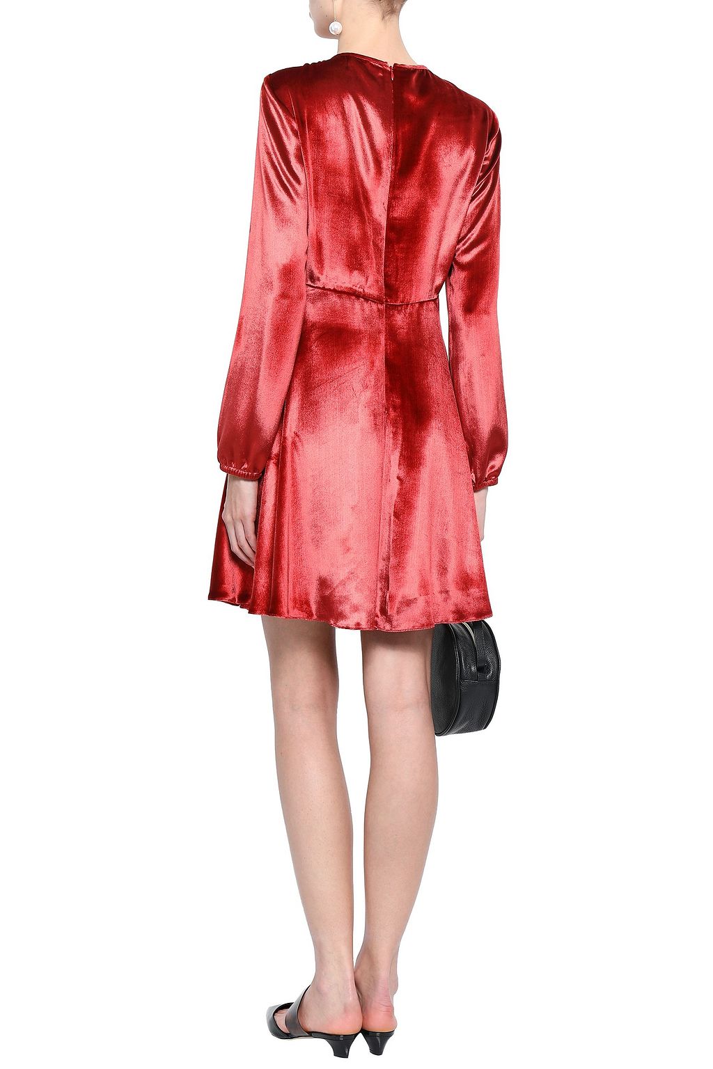 REDVALENTINO Shirred velvet mini dress