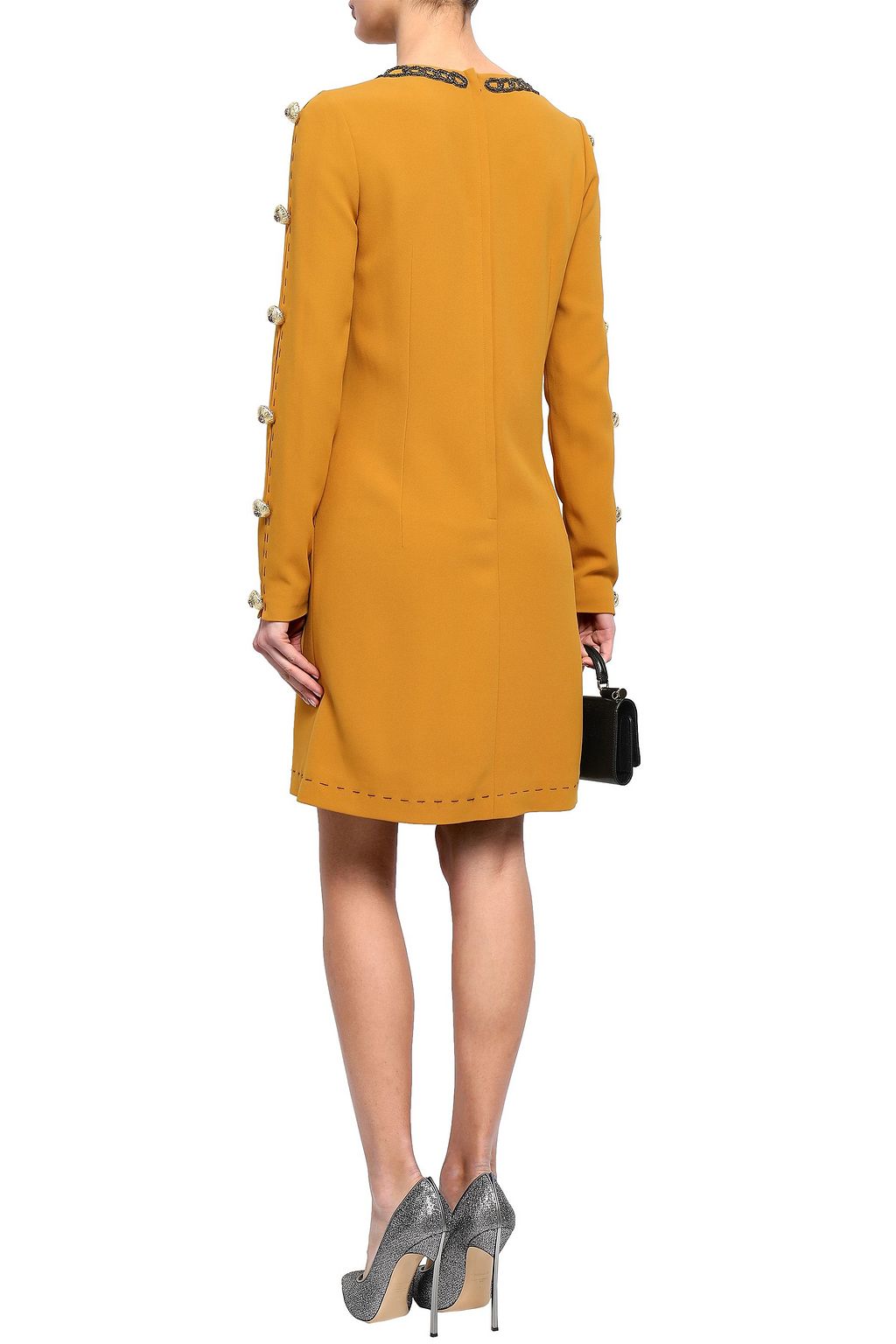 DOLCE&GABBANA Button-embellished crepe dress