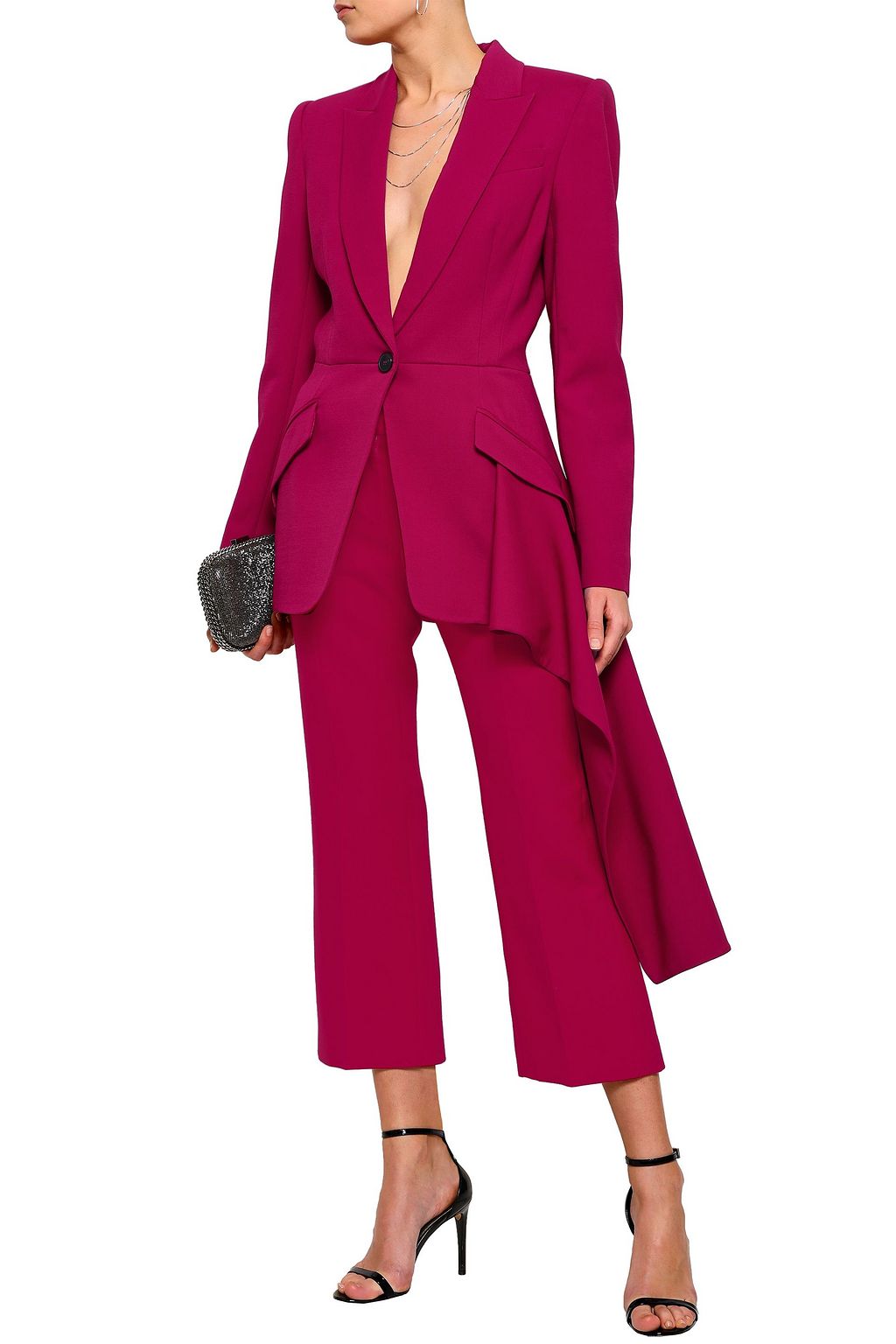MCQUEEN Draped wool-blend twill blazer