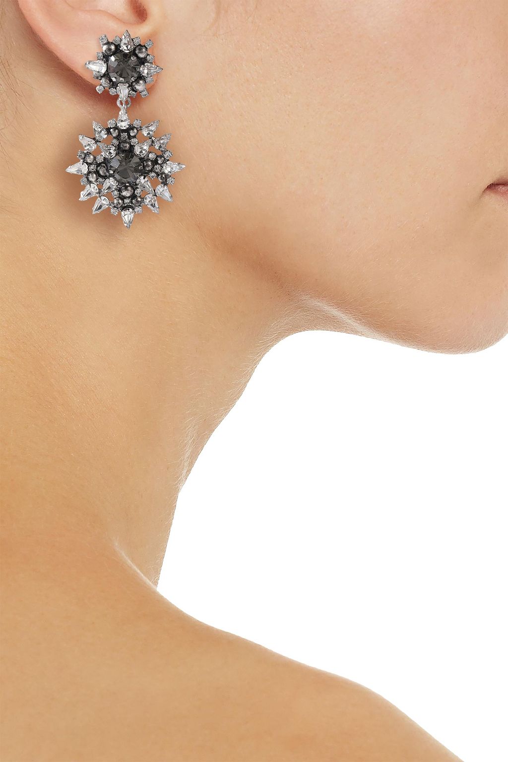 DANNIJO Alby silver and gunmetal-tone crystal earrings