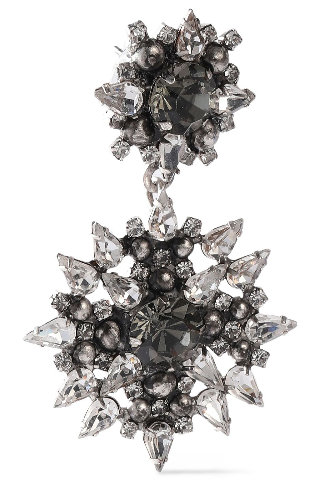 DANNIJO Alby silver and gunmetal-tone crystal earrings