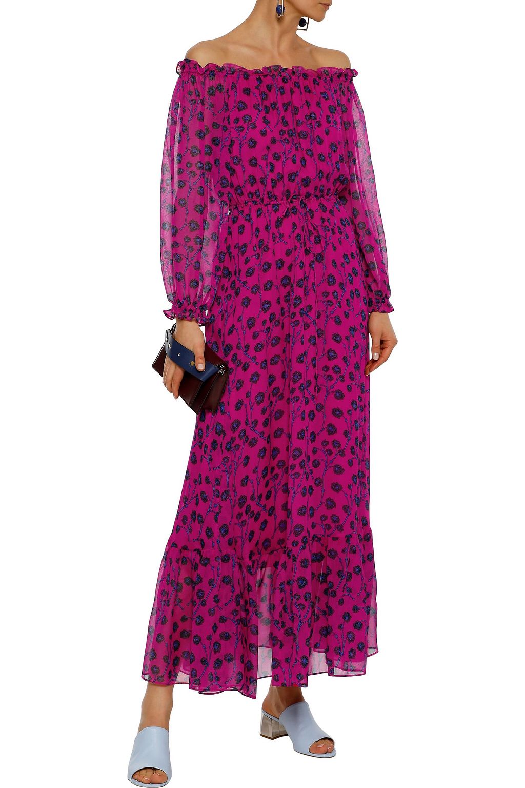 DIANE VON FURSTENBERG Camilla off-the-shoulder floral-print silk-chiffon maxi dress