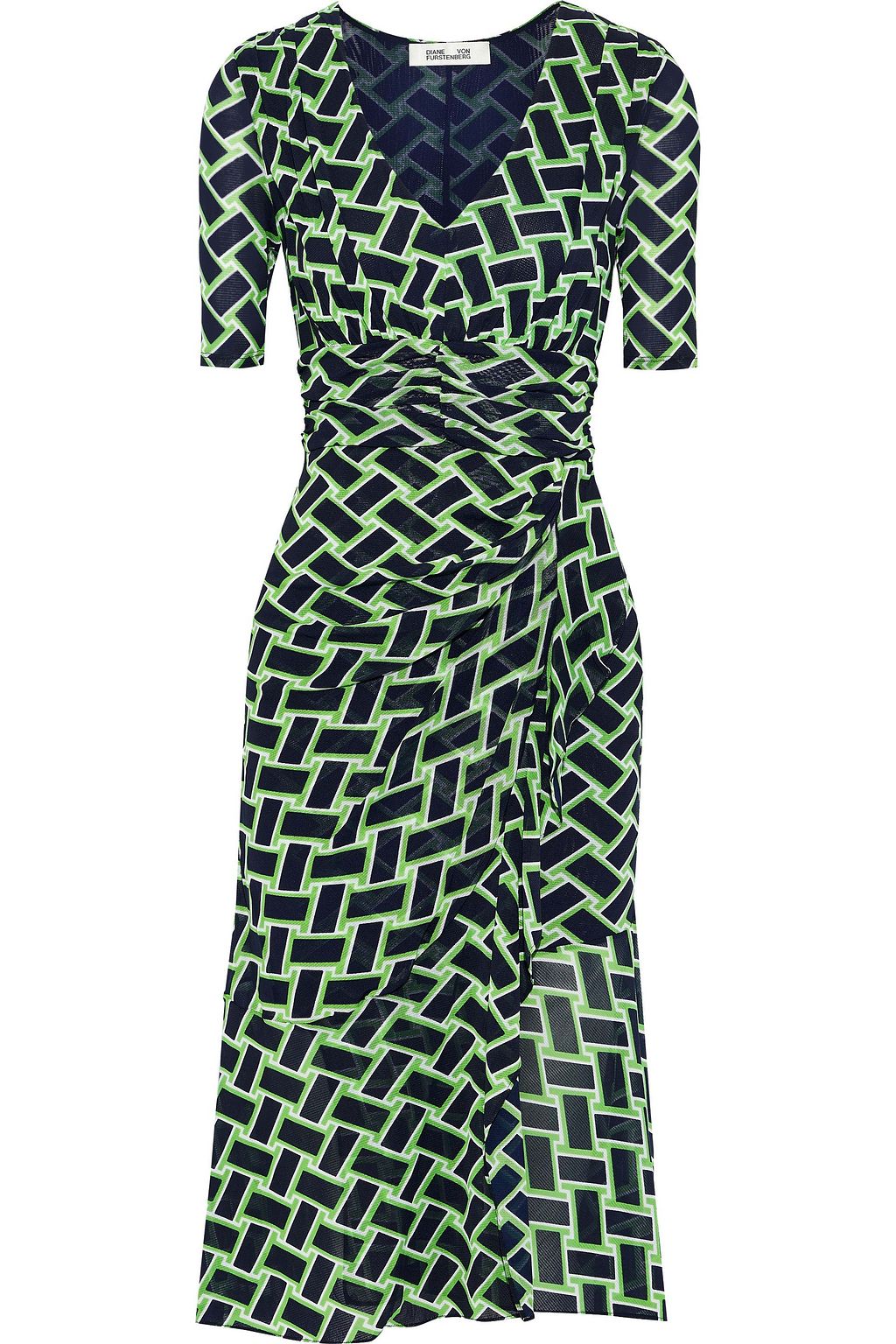dvf phoenix wrap mesh dress
