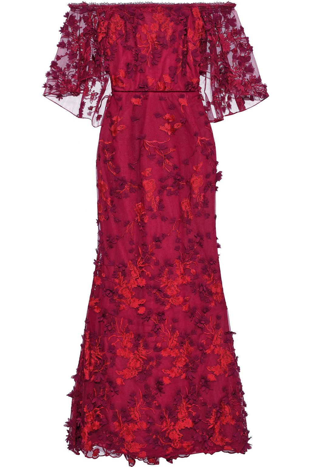 marchesa notte off the shoulder gown