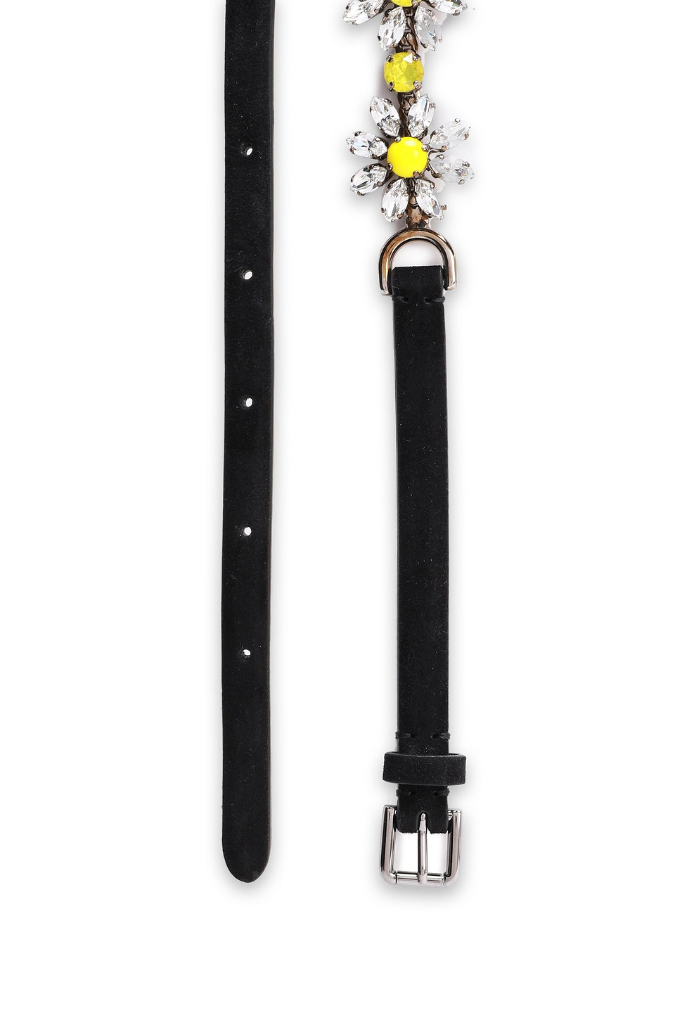 Shop Dolce & Gabbana Gunmetal-tone, Crystal And Suede Belt In Black