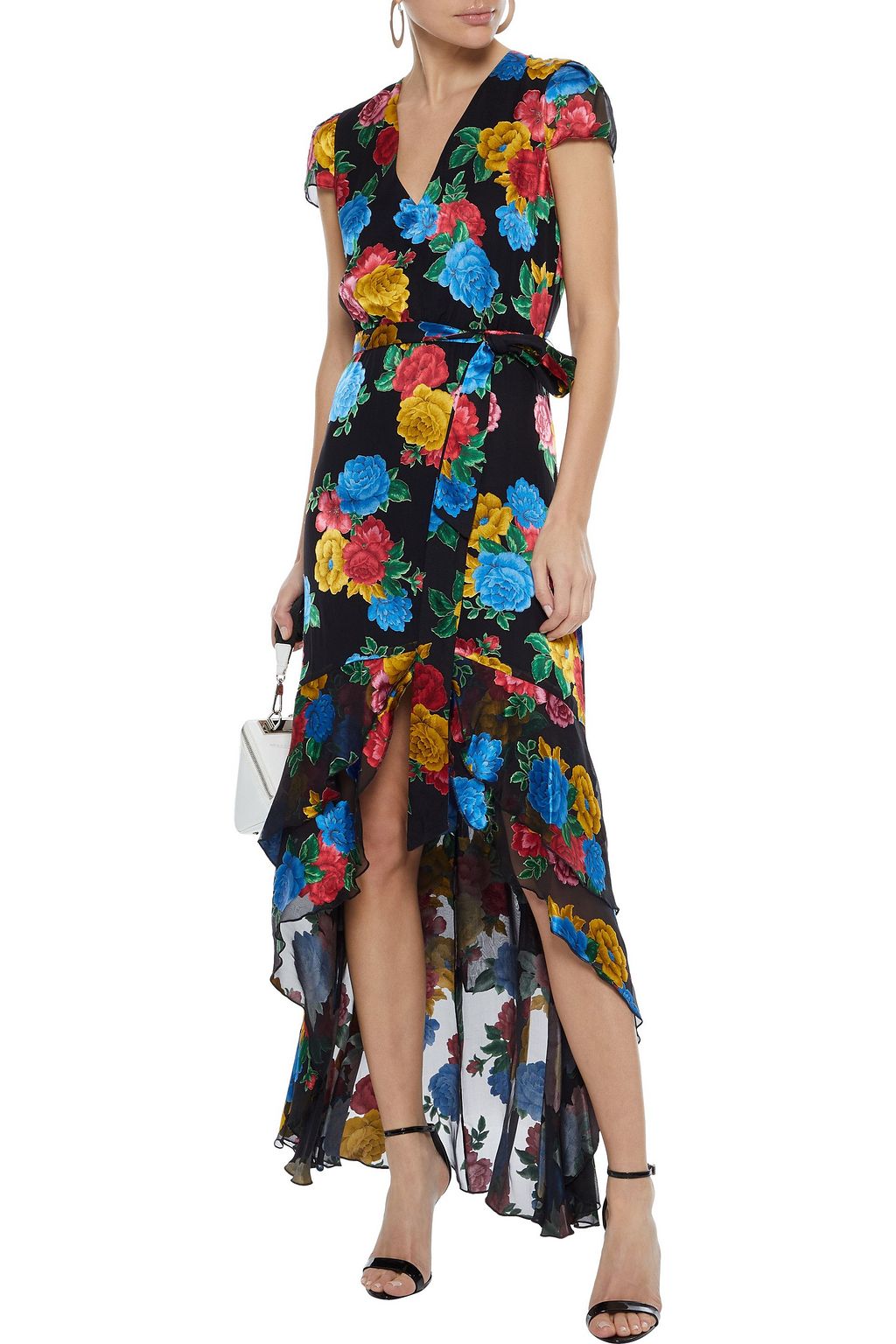 ALICE + OLIVIA Camellia asymmetric floral-print fil coupé chiffon dress
