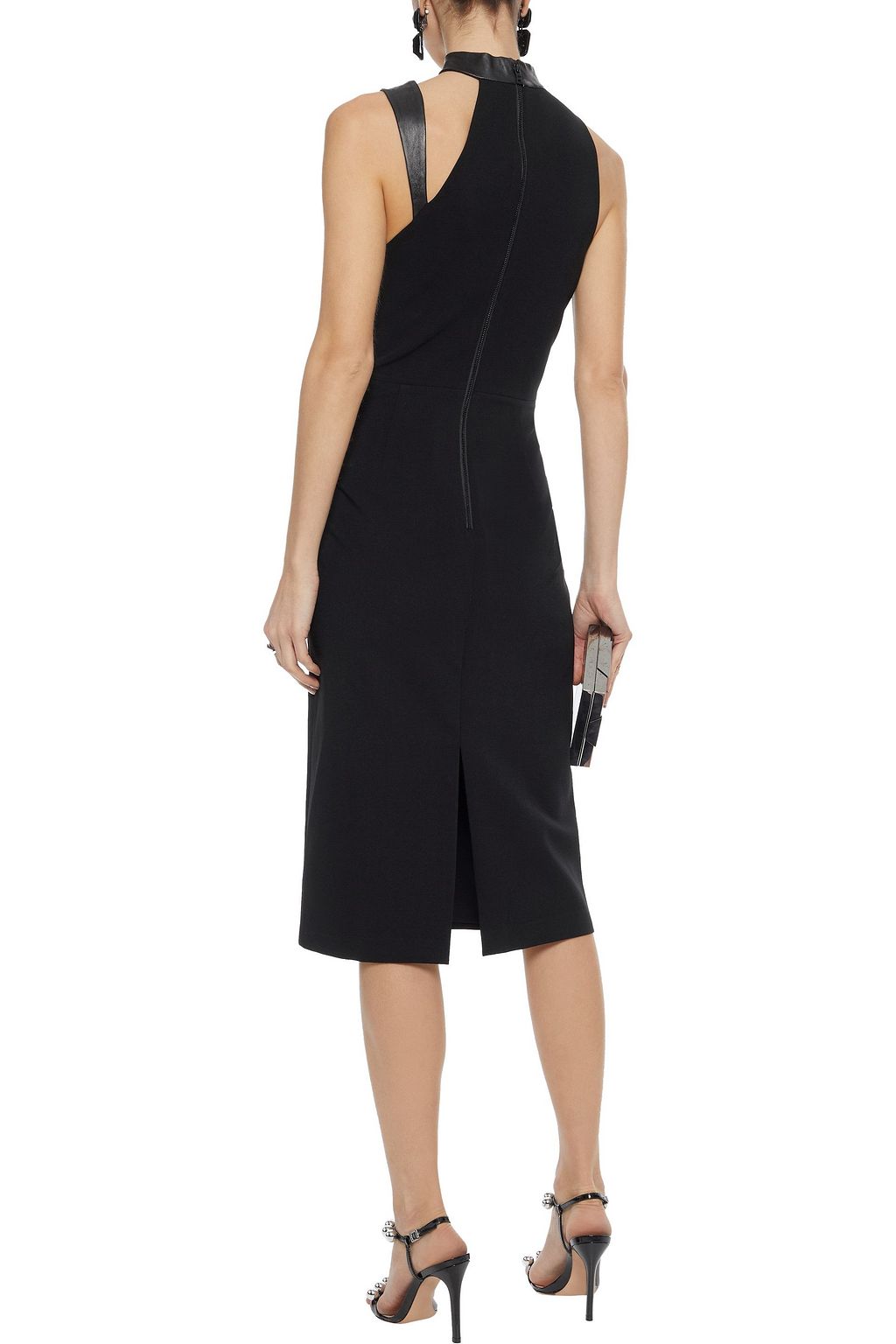 ALICE + OLIVIA Jona cutout leather-trimmed cady dress