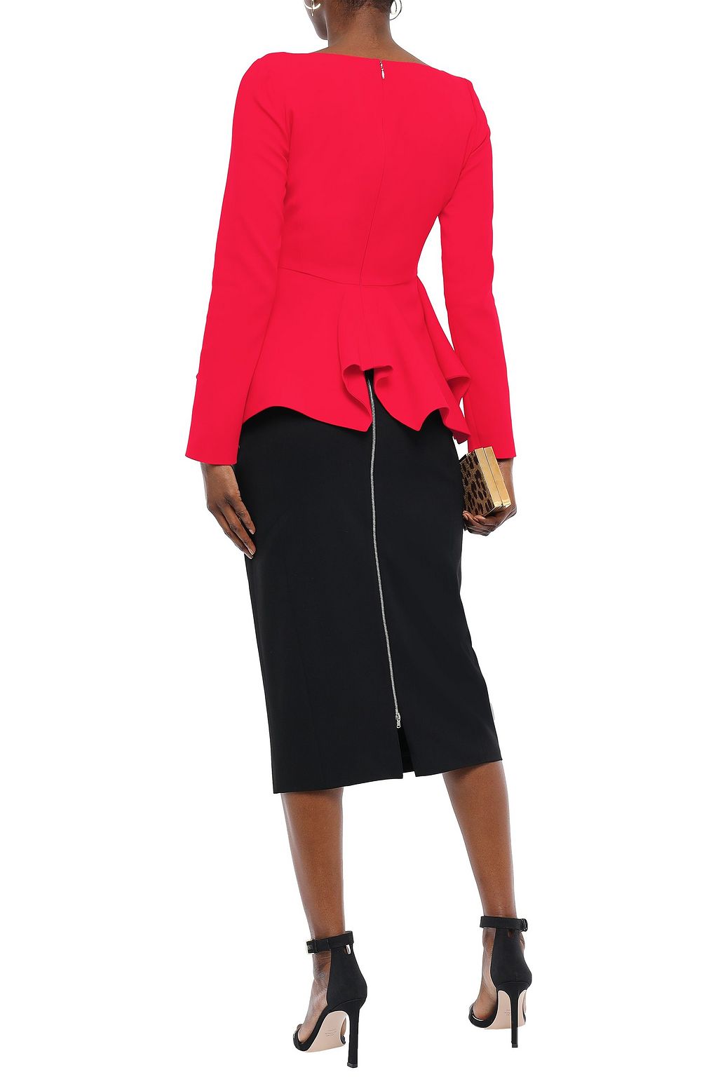 ANTONIO BERARDI Ruffled stretch-crepe peplum top