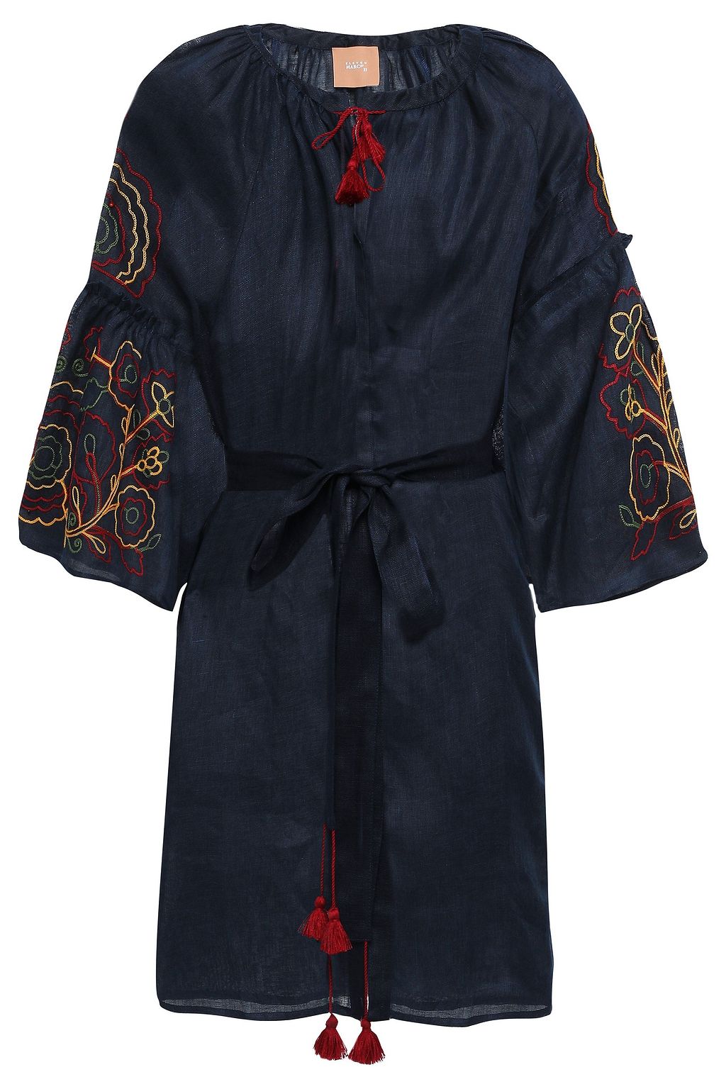 ELEVEN MARCH11 Lily belted embroidered linen-gauze mini dress | THE OUTNET