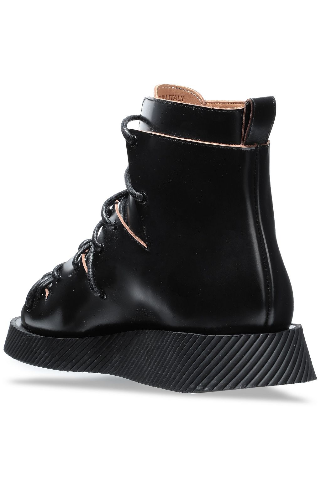 JIL SANDER Lace-up glossed-leather ankle boots