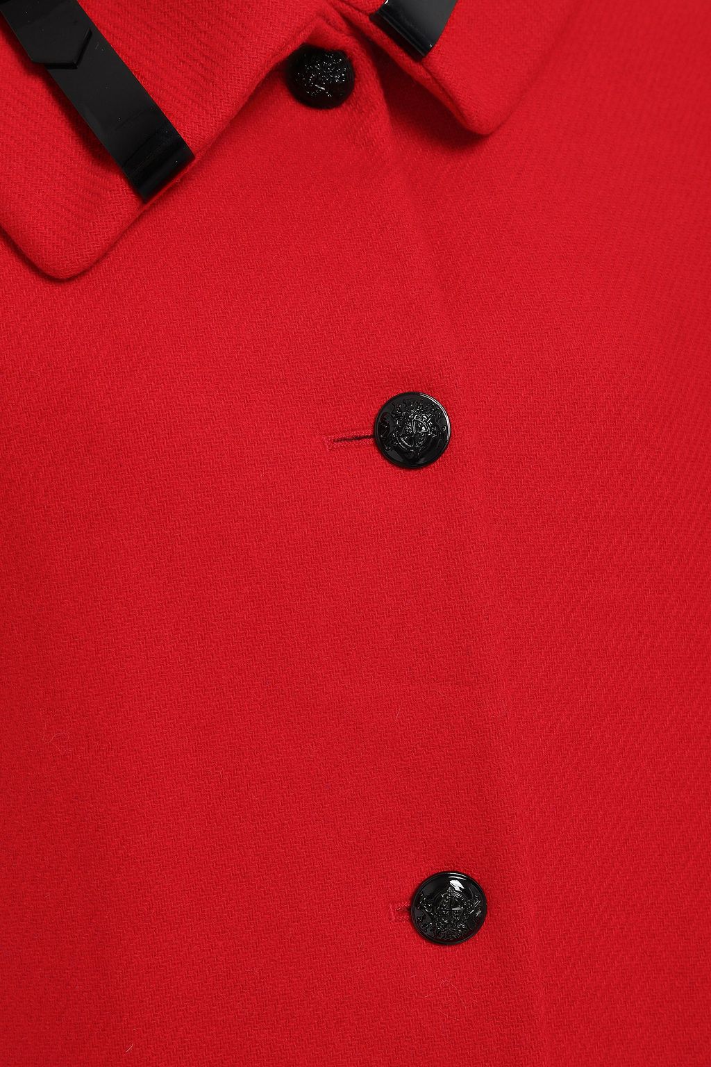 LANVIN Patent leather-trimmed wool-blend tweed coat