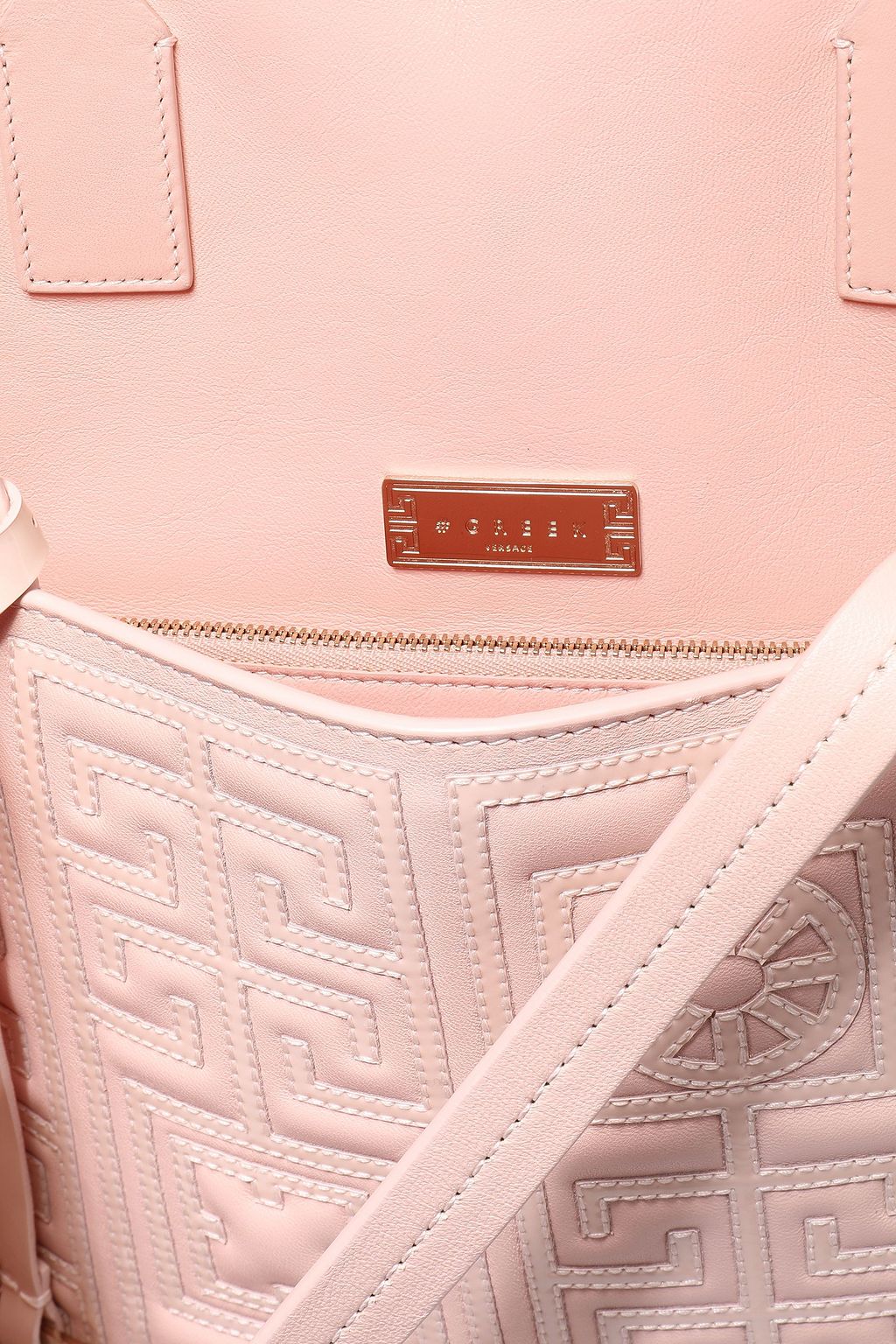 VERSACE Quilted patent and smooth-leather tote