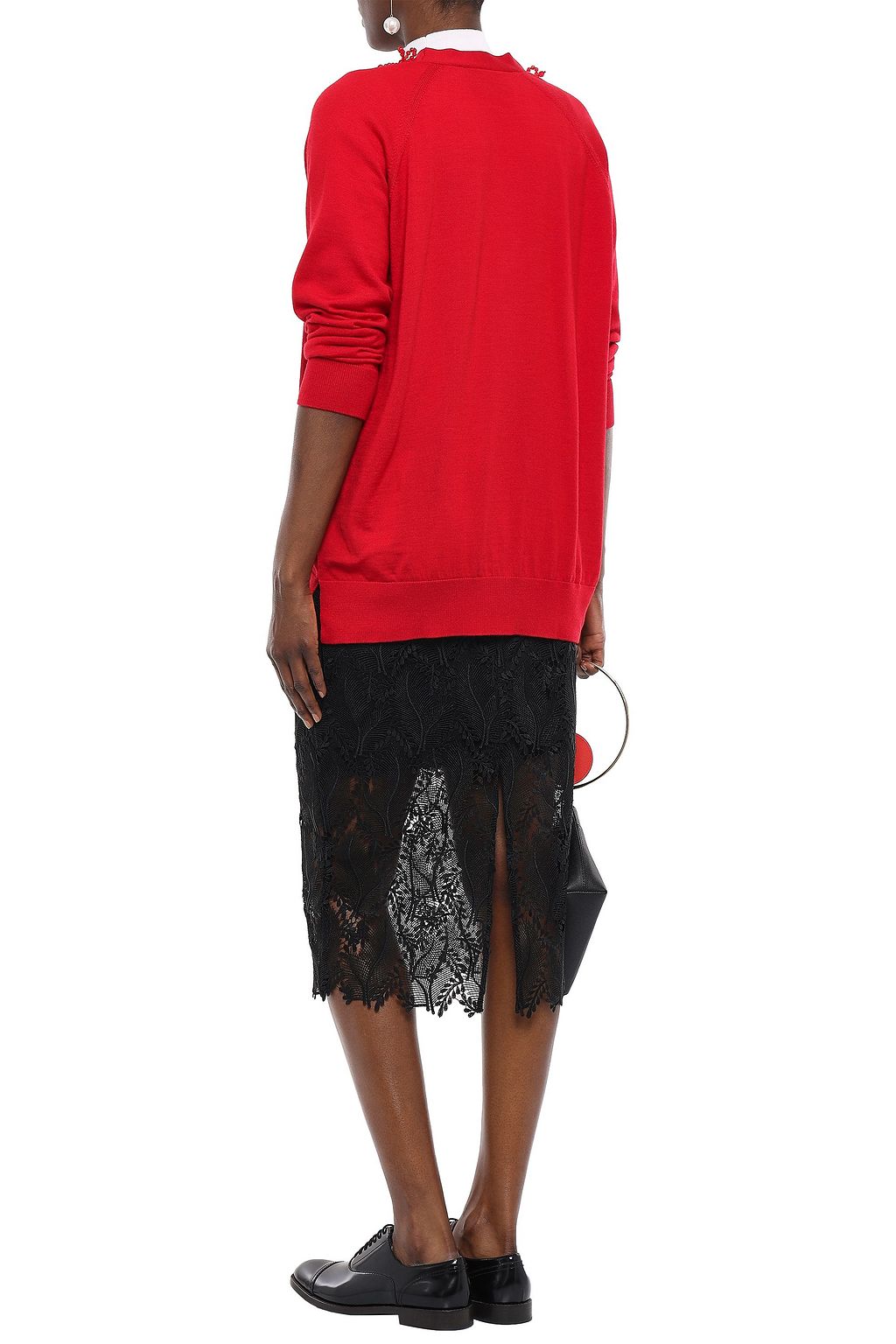 SIMONE ROCHA Bead-embellished merino wool, silk and cashmere-blend cardigan