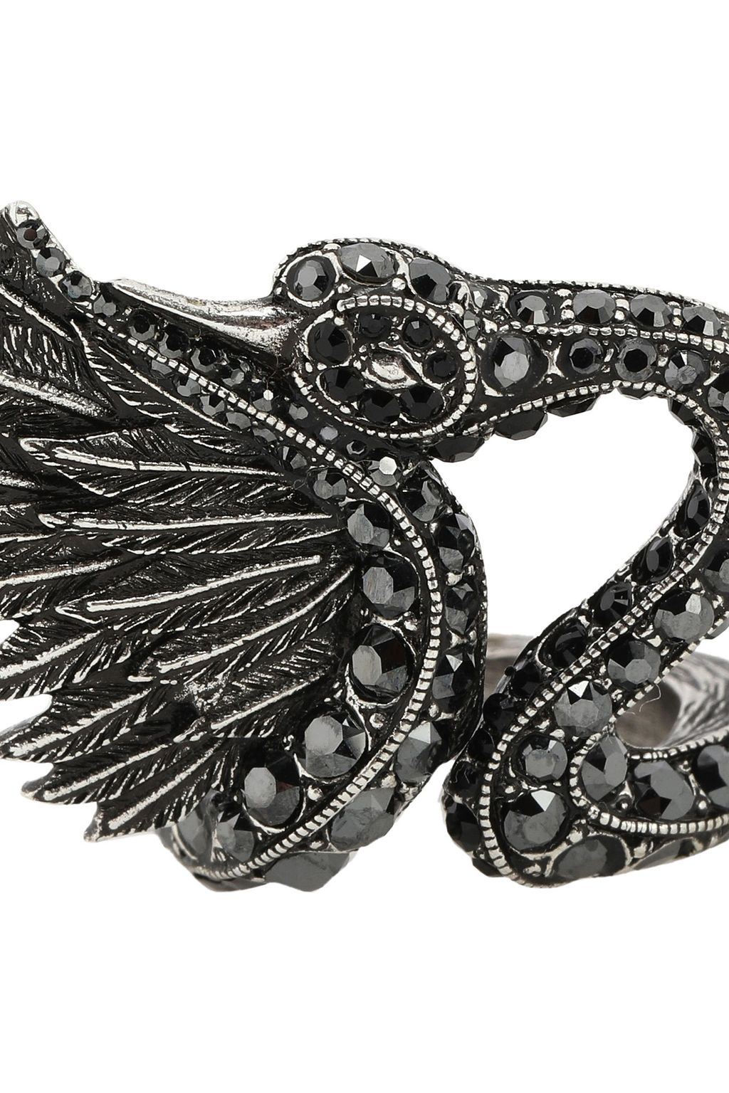 LANVIN Gunmetal-tone crystal ring