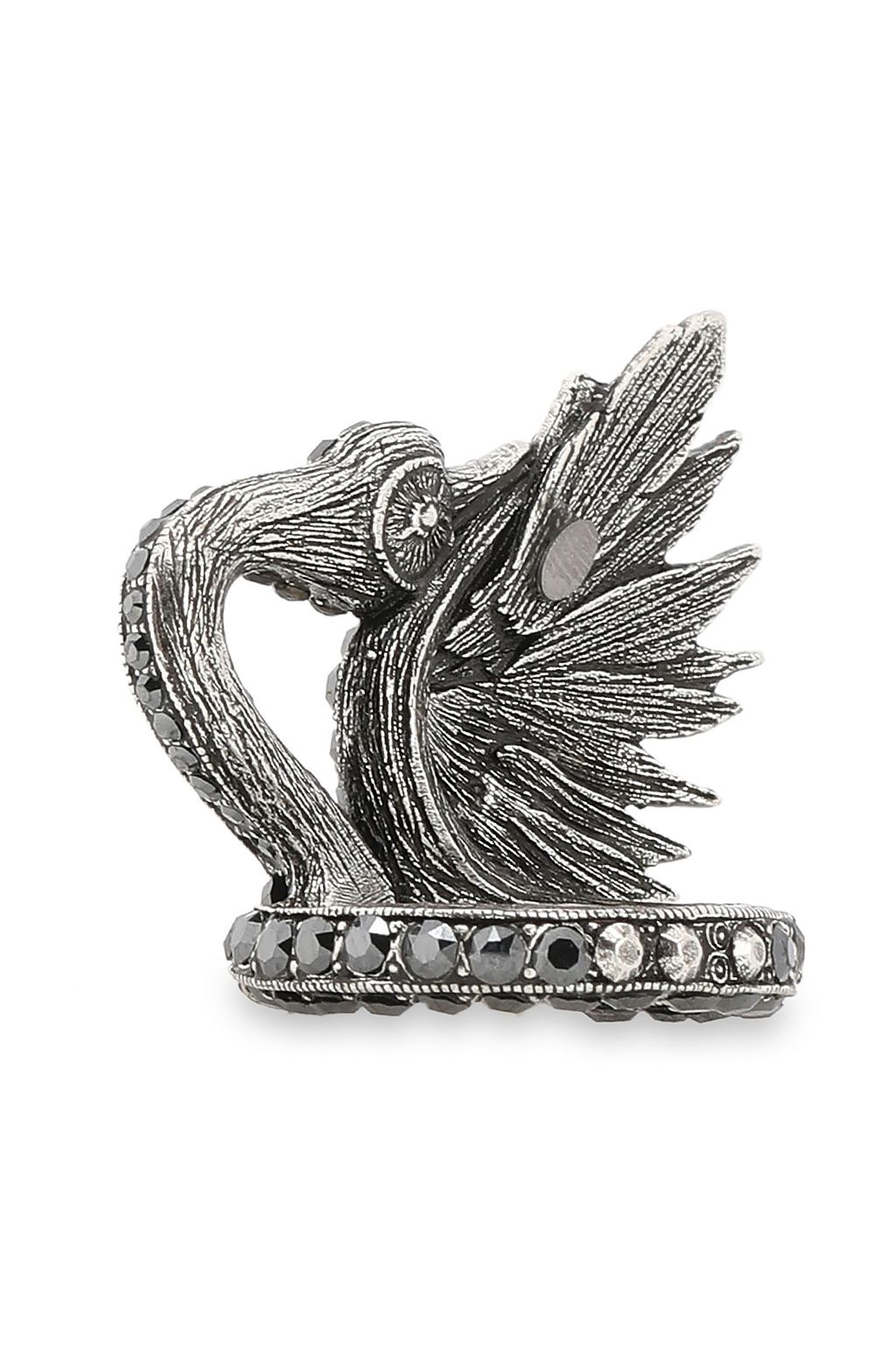 LANVIN Gunmetal-tone crystal ring