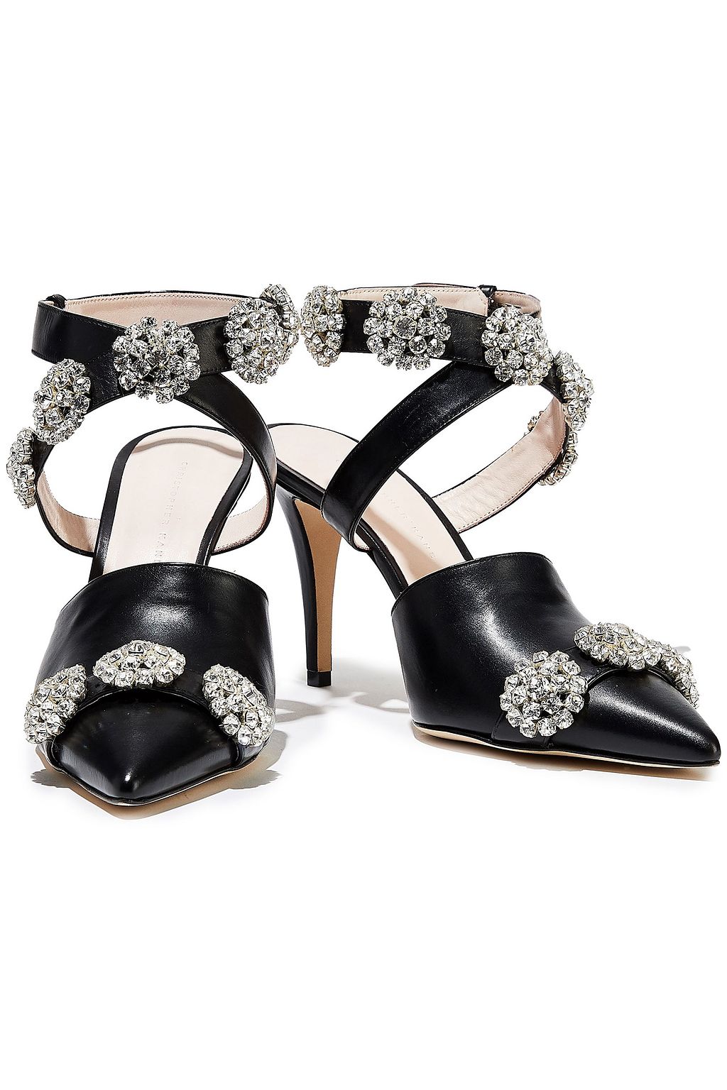 CHRISTOPHER KANE Crystal-embellished leather pumps