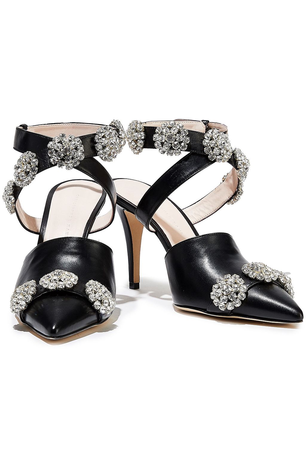 Black Crystal-embellished leather pumps | CHRISTOPHER KANE | THE OUTNET