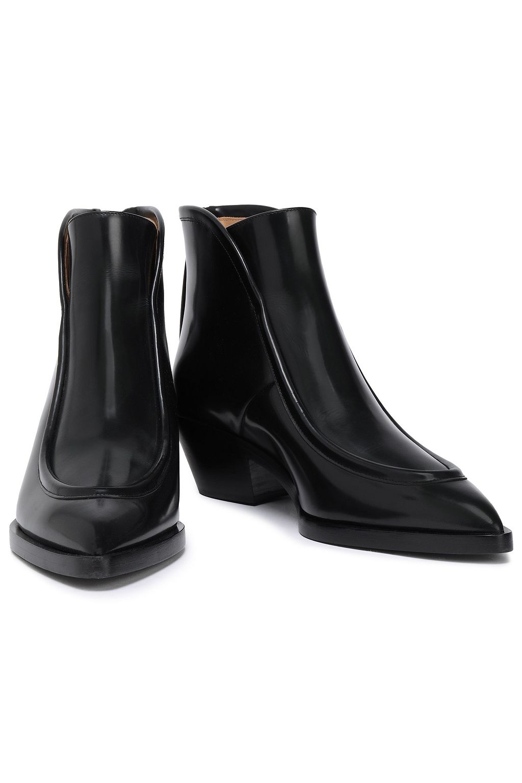 JIL SANDER Glossed-leather ankle boots