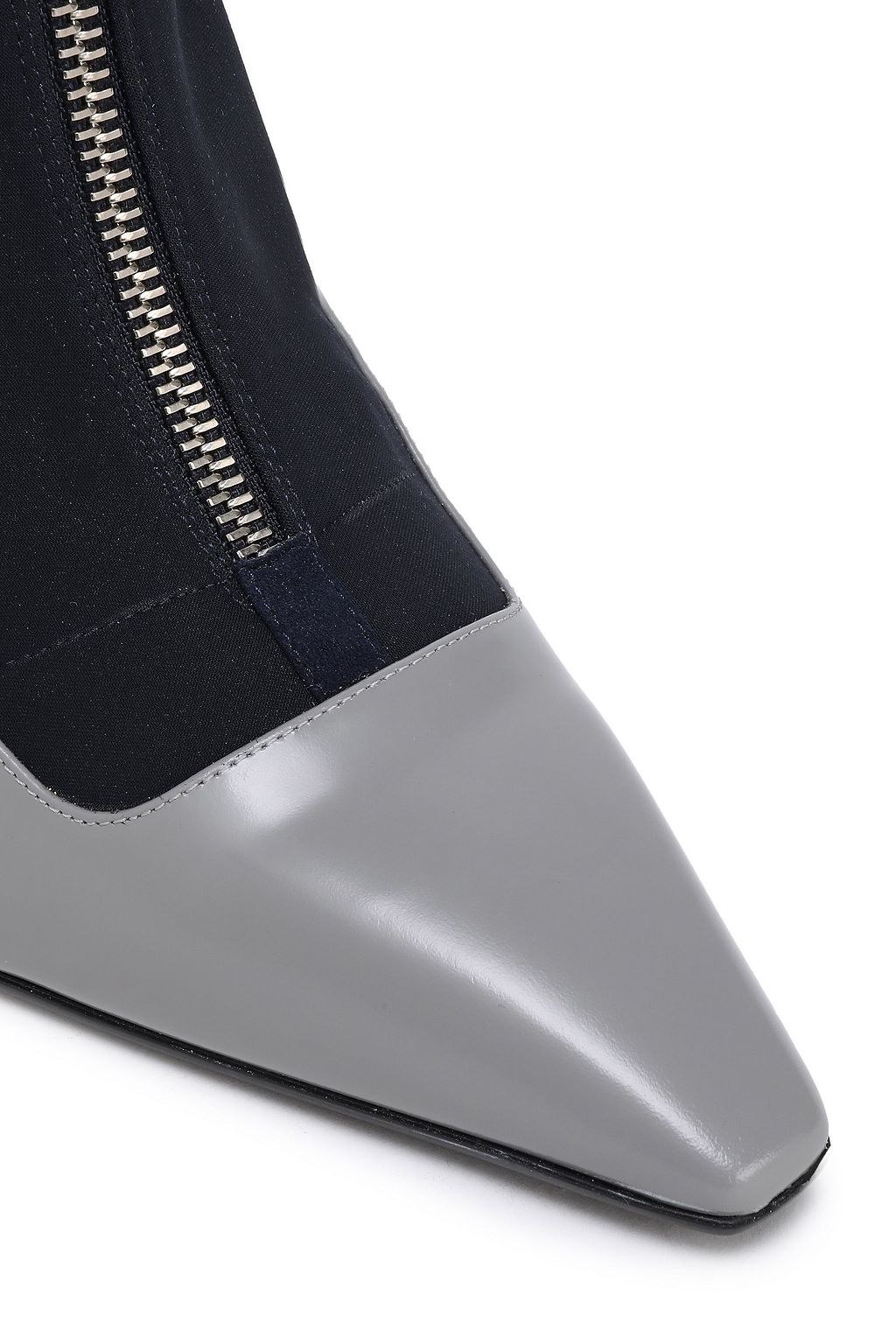 VERSACE Neon-trimmed leather and stretch-knit sock boots