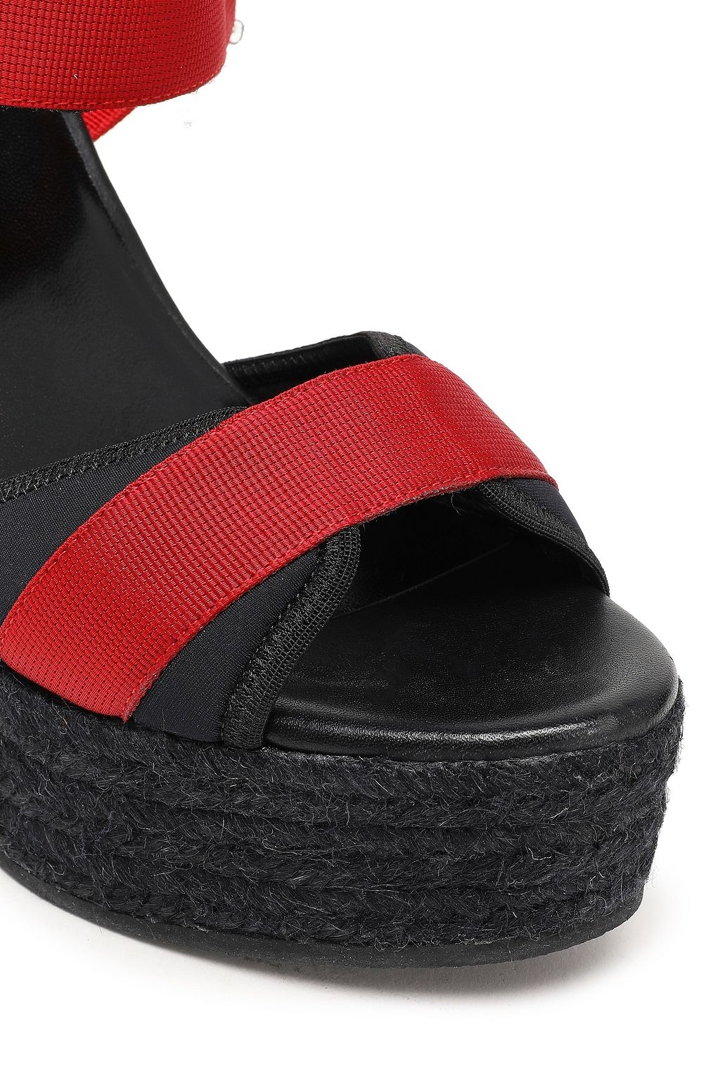 VERSACE Scuba-trimmed grosgrain wedge espadrille sandals