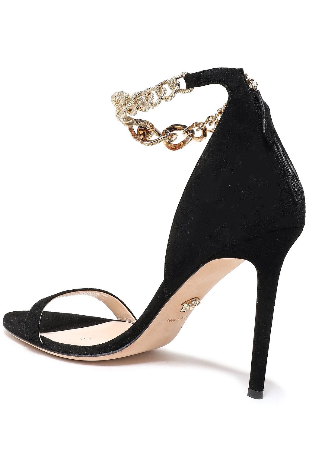 VERSACE Chain-embellished suede sandals
