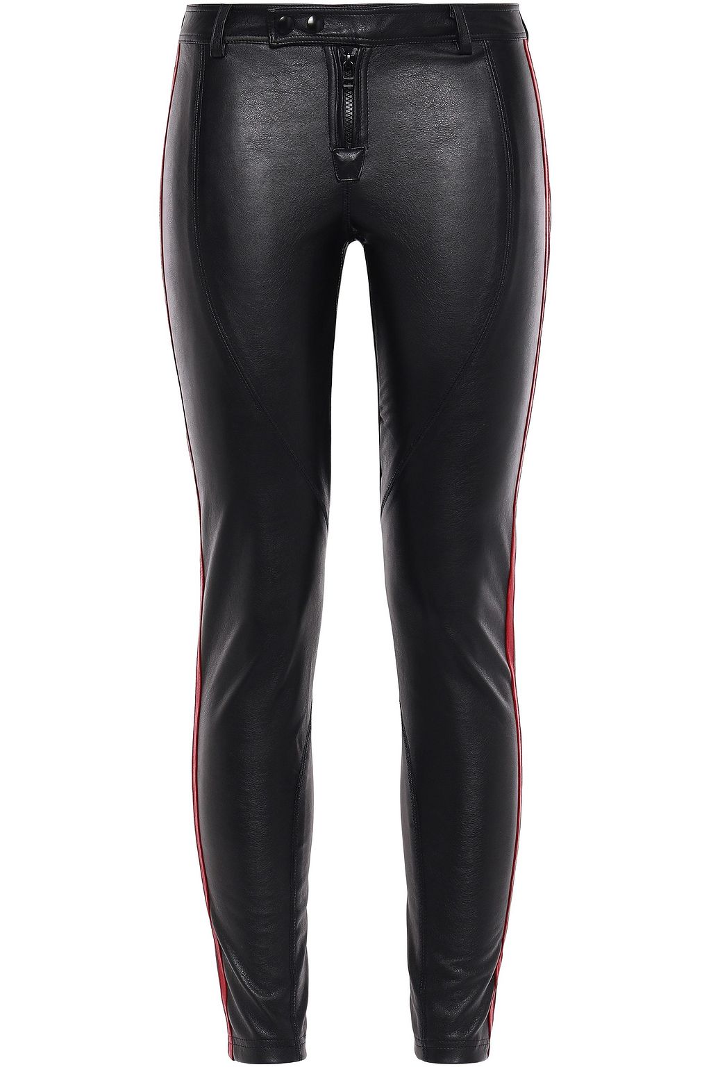 black faux leather skinny pants