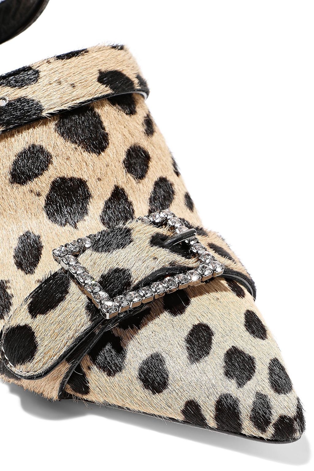 CHRISTOPHER KANE Crystal-embellished leopard-print calf hair pumps