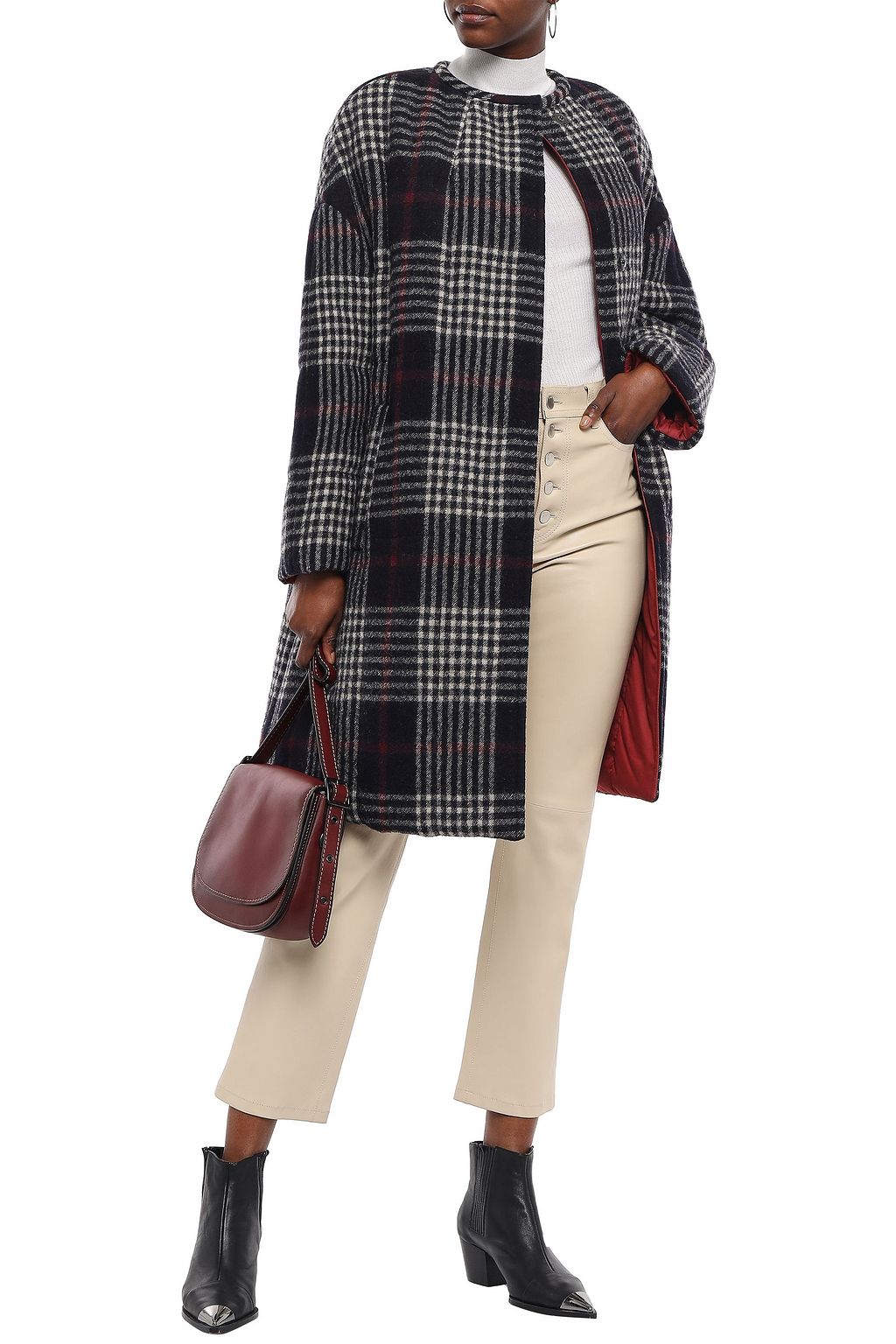 ISABEL MARANT Harrison reversible Prince Of Wales checked wool and quilted shell coat