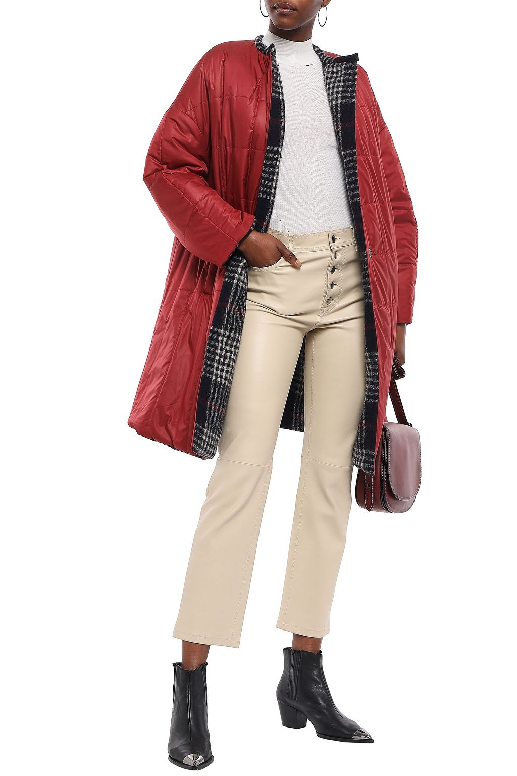 ISABEL MARANT Harrison reversible Prince Of Wales checked wool and quilted shell coat