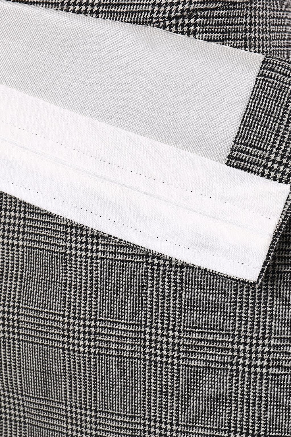 PUSHBUTTON Fold-over Prince of Wales checked wool midi skirt