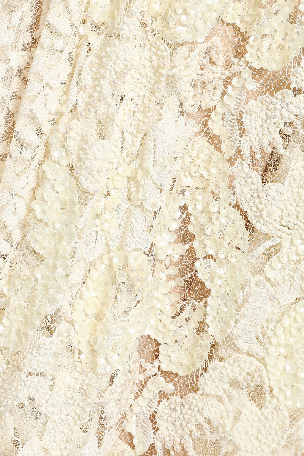 STELLA MCCARTNEY Draped embellished lace midi dress