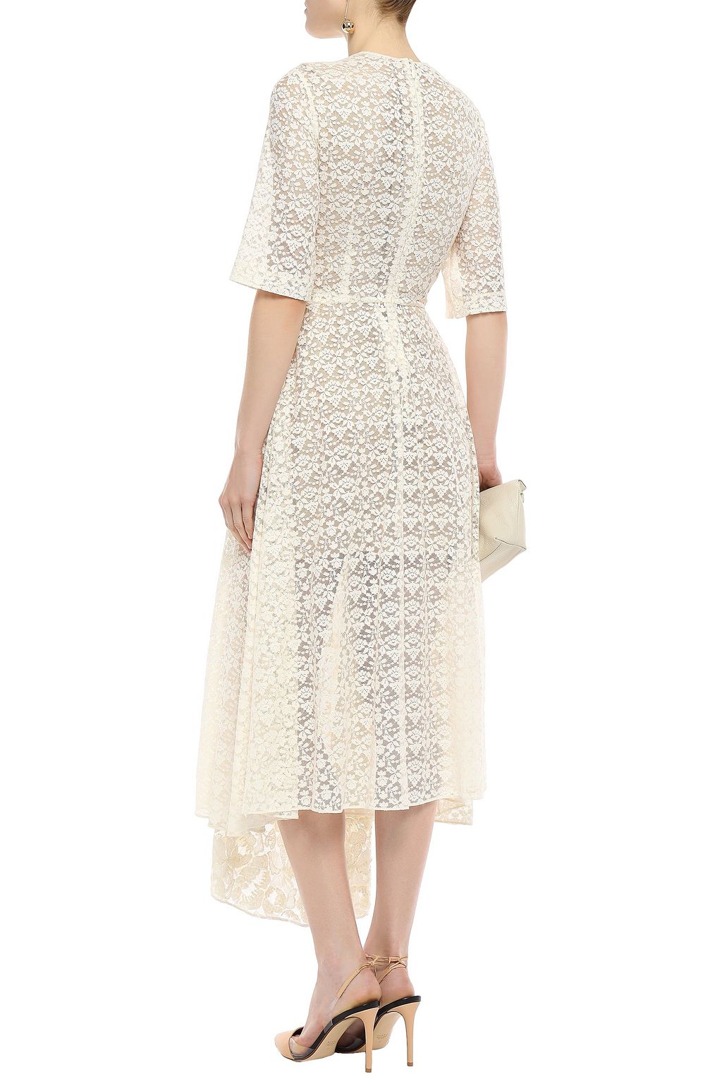 STELLA MCCARTNEY Draped embellished lace midi dress