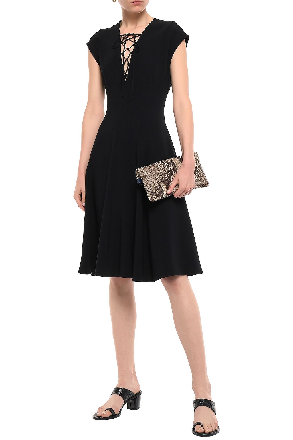 STELLA MCCARTNEY Paula lace-up pleated stretch-crepe dress