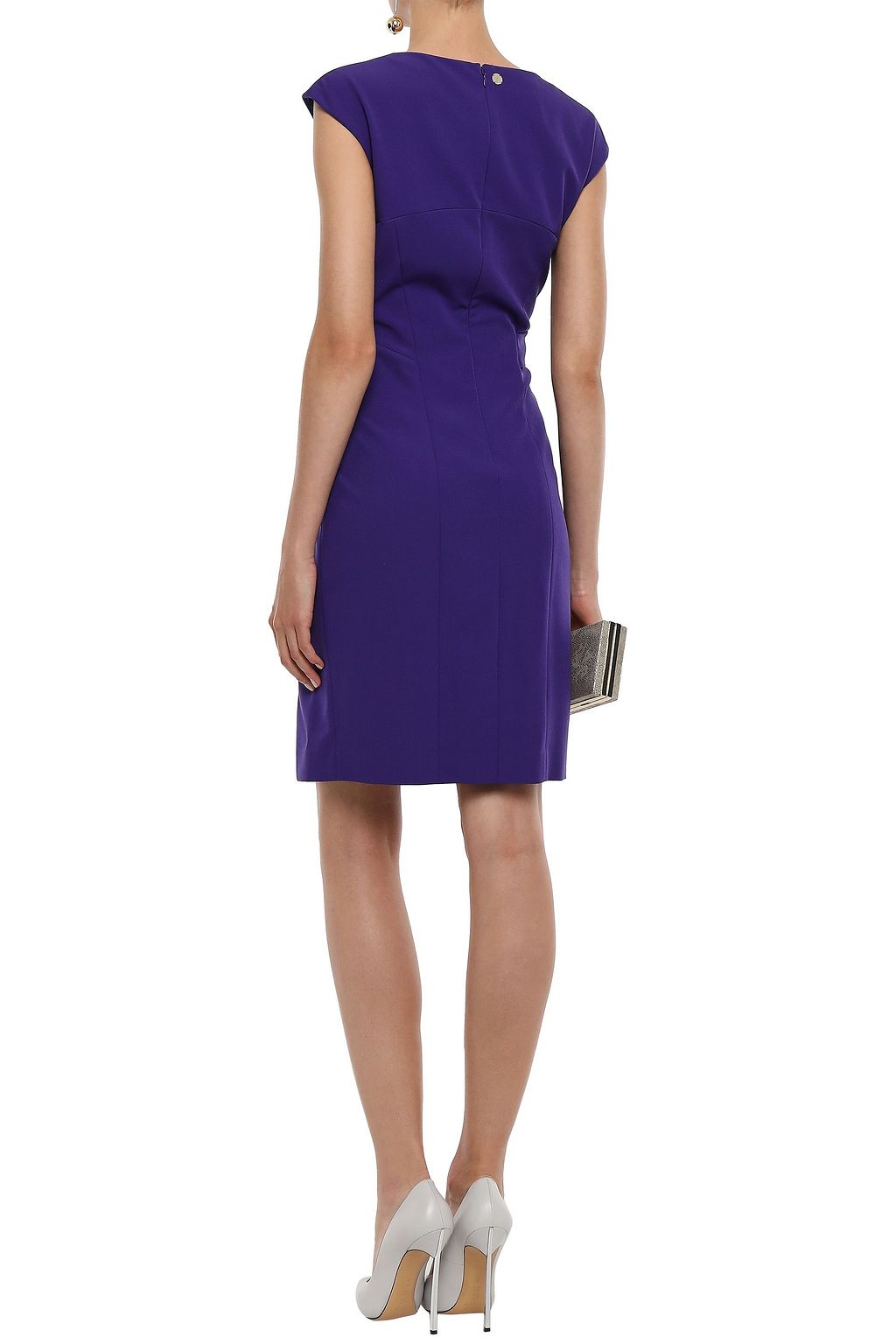 VERSACE COLLECTION Wrap-effect embellished cady mini dress