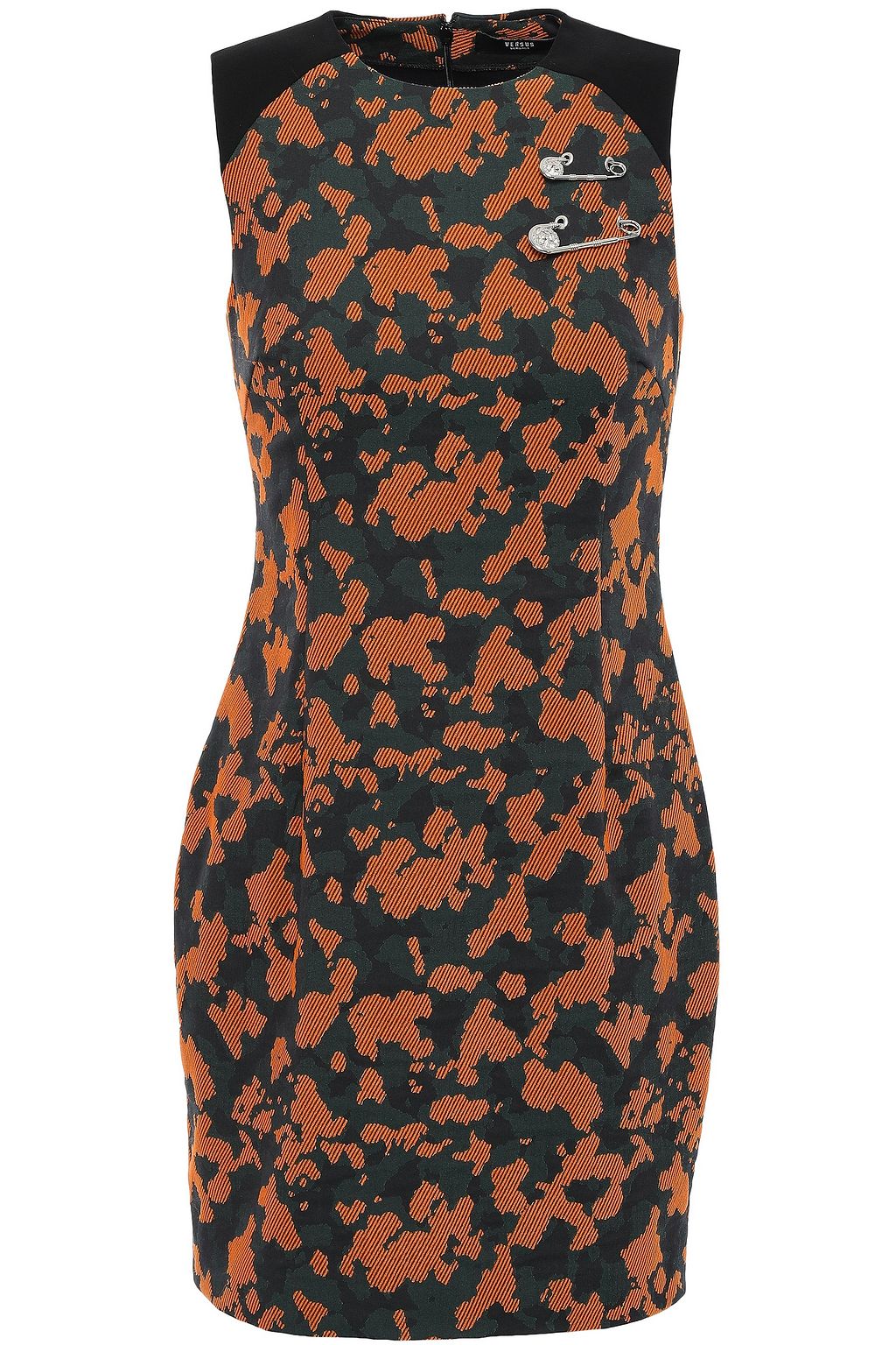 Orange Appliquéd jacquard mini dress 