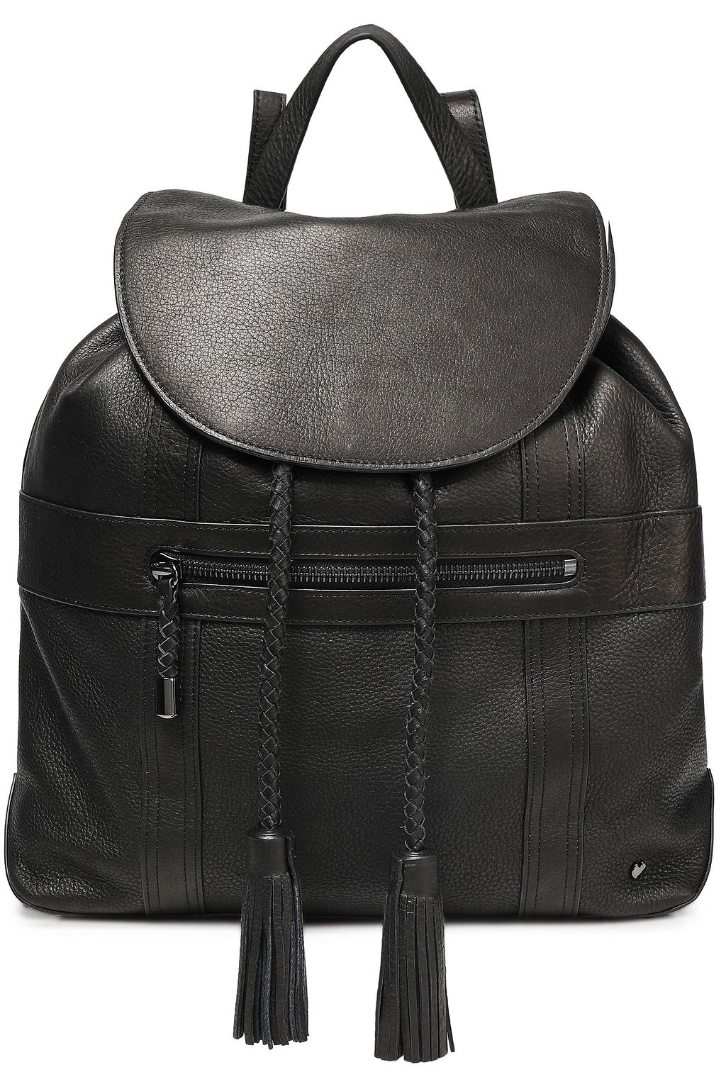black pebbled leather backpack