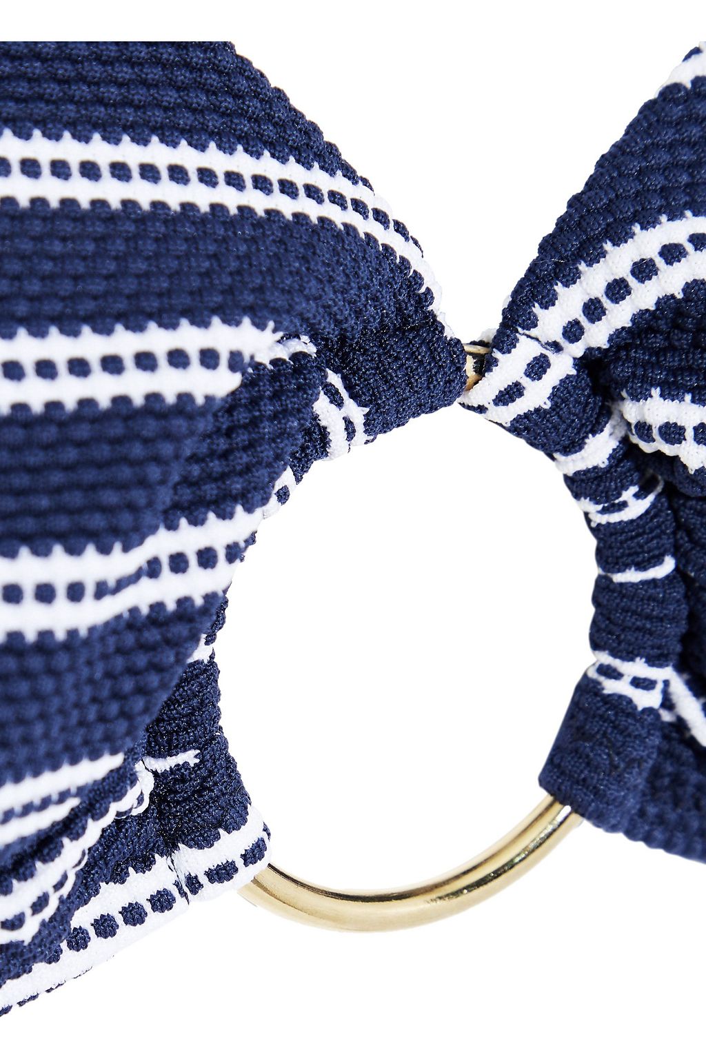 MELISSA ODABASH Ring-embellished striped piqué halterneck bikini top
