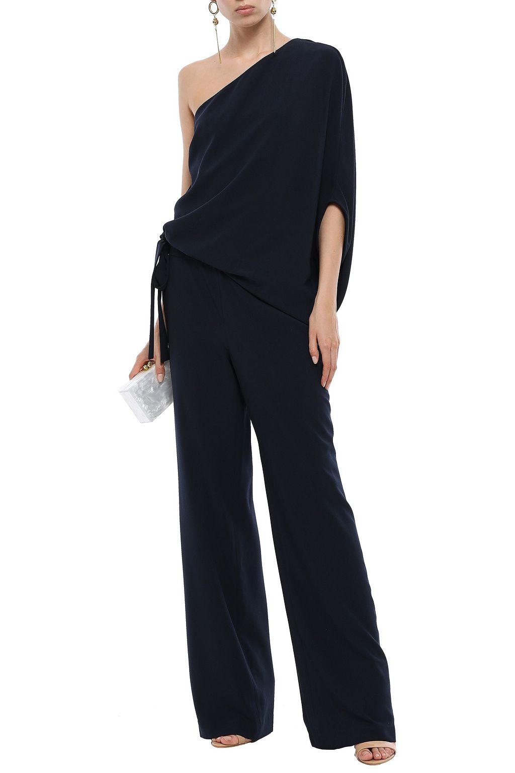 halston one shoulder jumpsuit