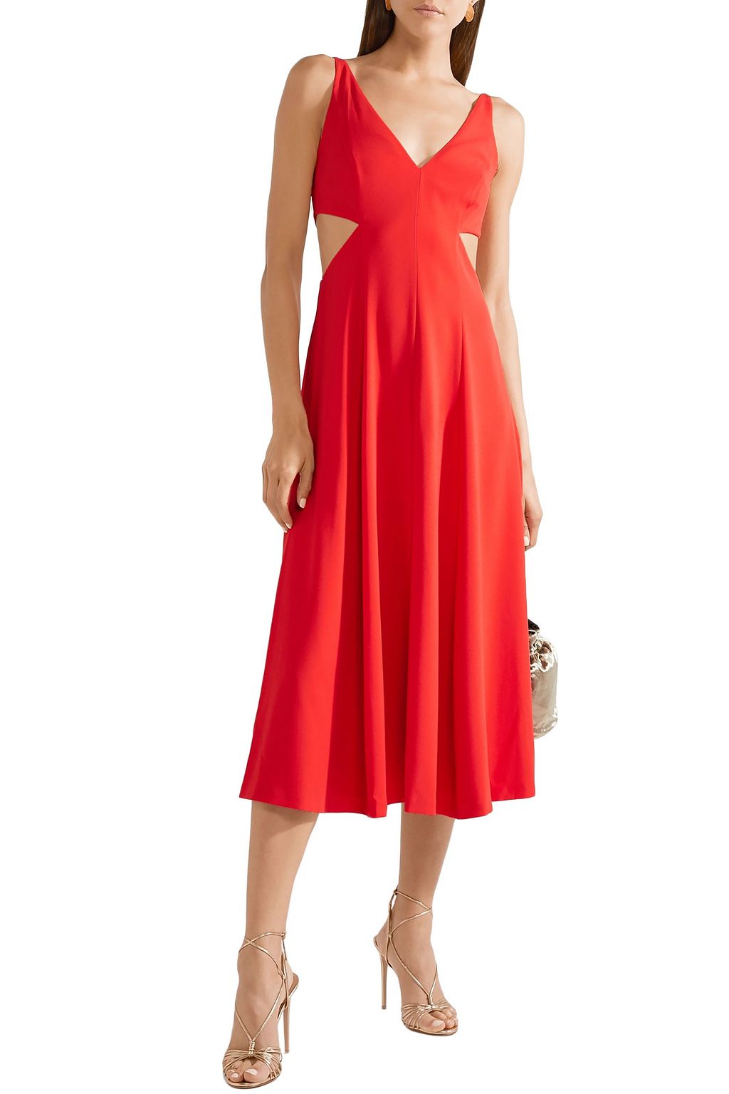 GREY JASON WU Cutout crepe de chine midi dress