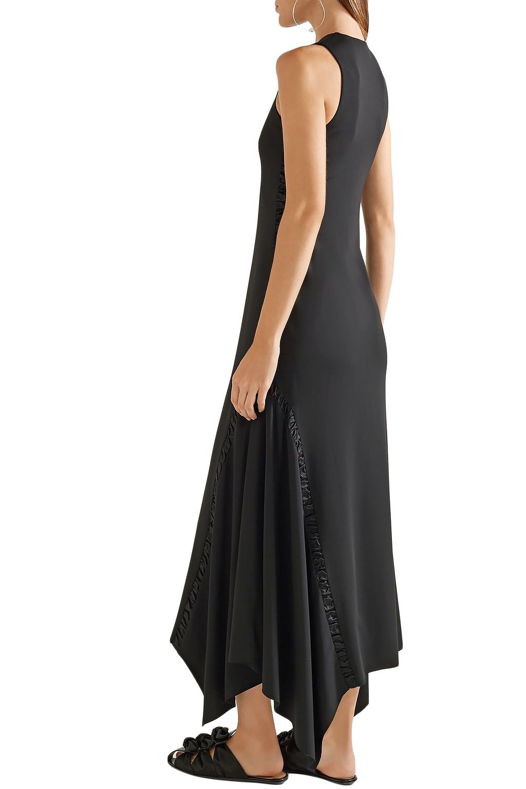 THE ROW Ruched satin-trimmed cady midi dress