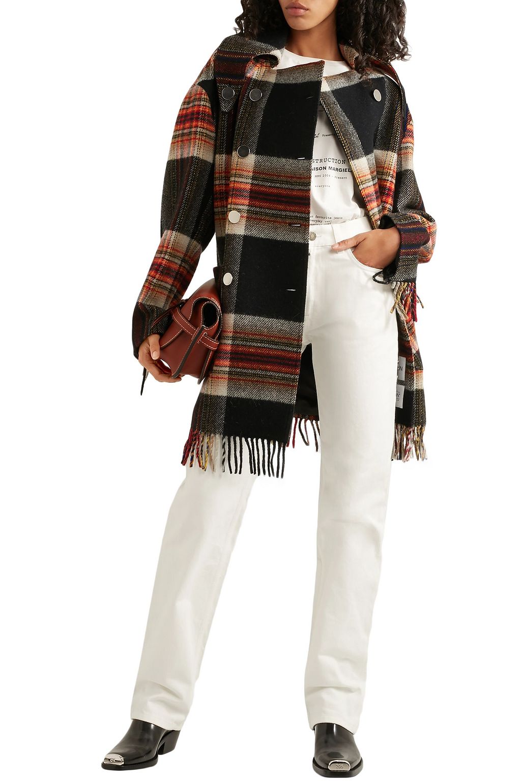 CALVIN KLEIN 205W39NYC + Pendleton double-breasted fringed checked wool coat