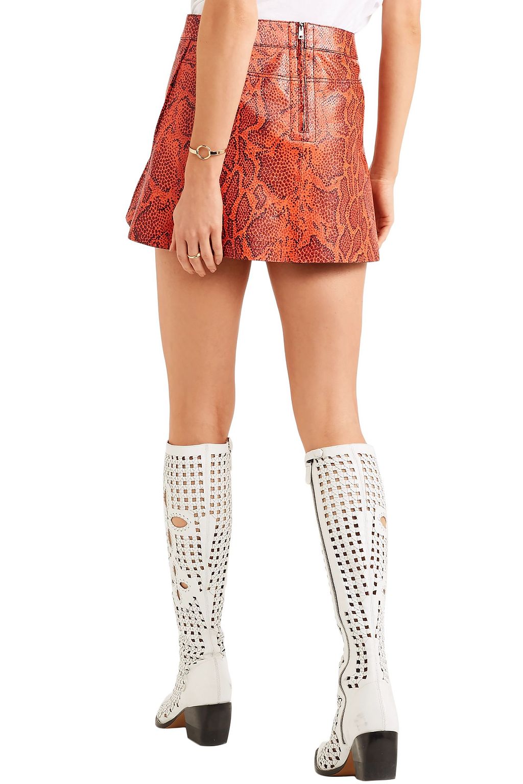 CHLOÉ Snake-effect leather mini skirt
