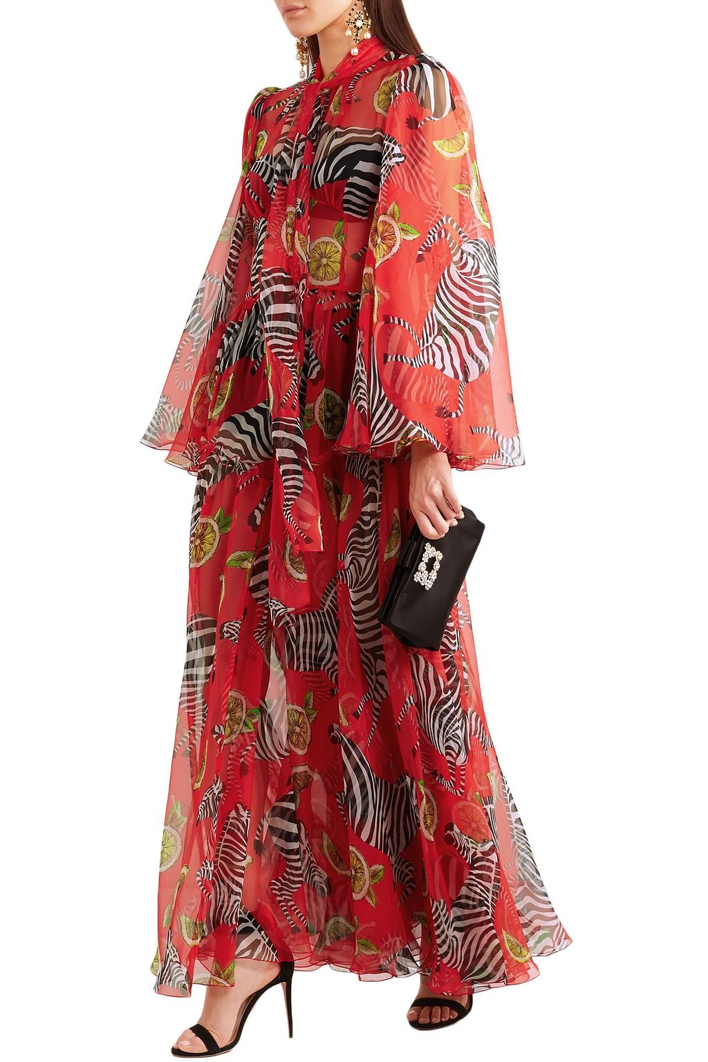 DOLCE&GABBANA Printed silk-chiffon wide-leg jumpsuit