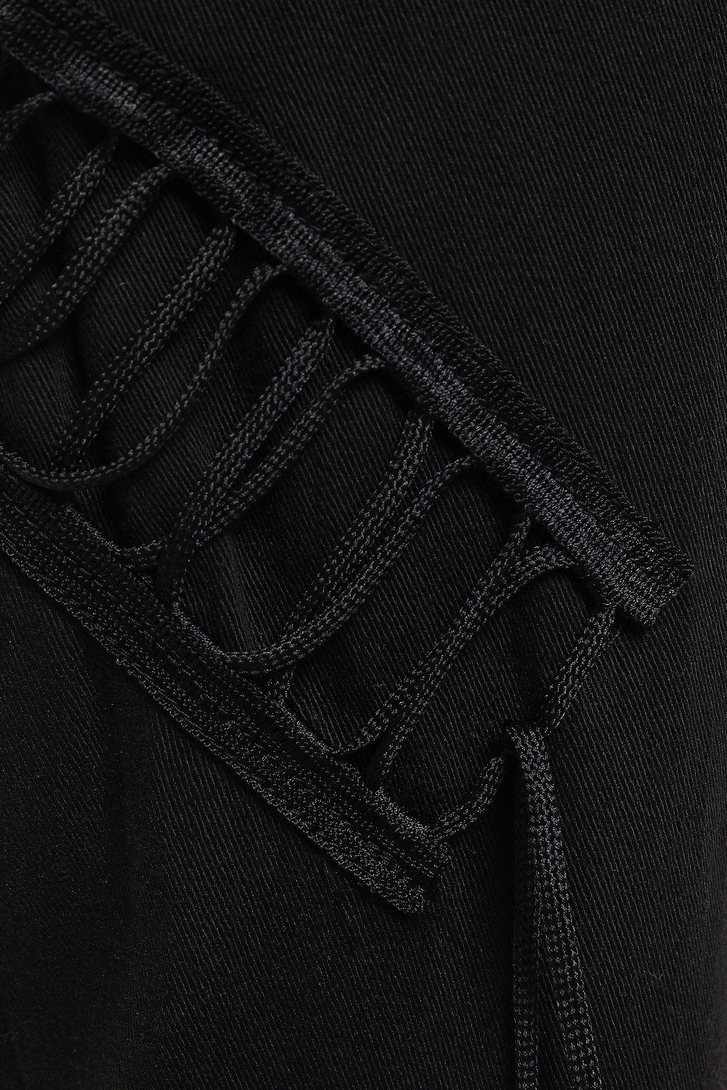SAINT LAURENT Lace-up cotton and linen-blend tapered pants