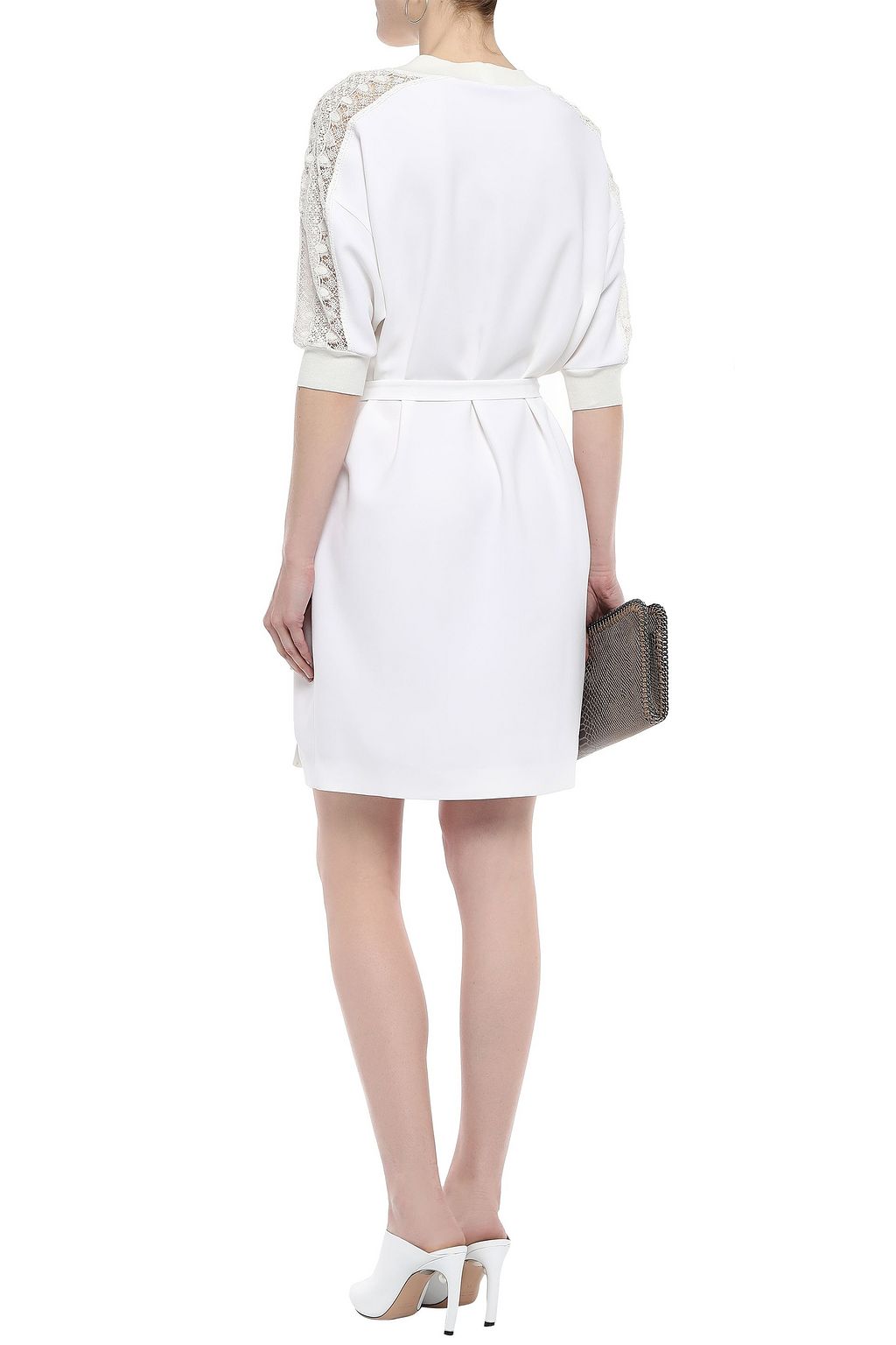 STELLA MCCARTNEY Adrianna corded lace-paneled stretch-crepe mini dress